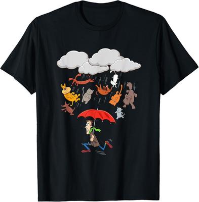 Amante Canino Felino Carino Divertente, Piove a Catinelle T-Shirt