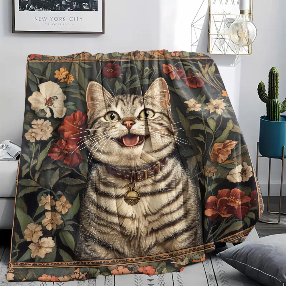 American Shorthair,pattern Flannel Blanket, High Quality Comfortable for All Seasons, Home Decor, Warmth and Comfort, Perfect for Gifts.