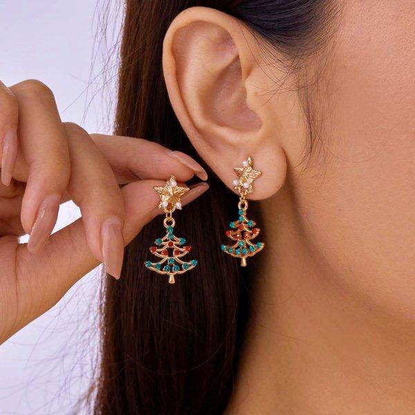 Creative Christmas Element Earrings for Women Santa Claus Snowflake Elk Bells Drop Earrings Aesthetics New Year Jewelry Gift