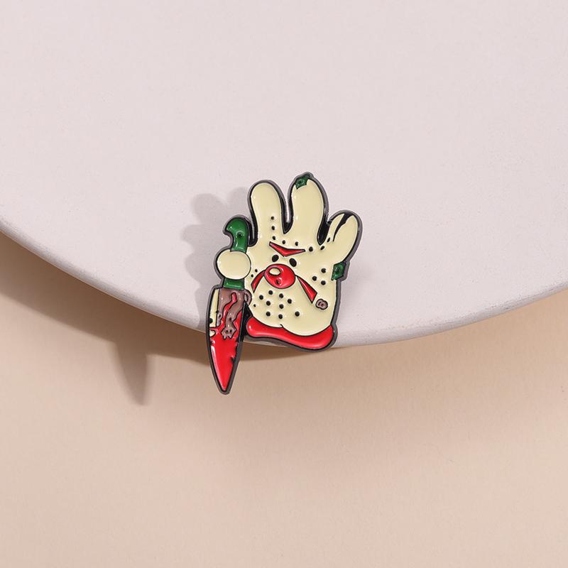 Horror Creative Palm Enamel Pins Custom Dagger Blood Brooches Lapel Badges Gothic Jewelry Gift for Friends