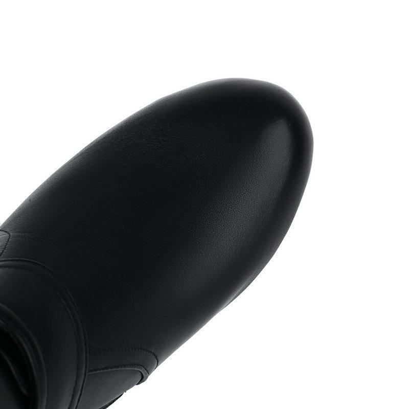 Fashion New Belt Buckle Rivet Decoration Round Head Thick Sole Knee High Boots Women Black Waterproof Platform Plush Warm Knight Boots