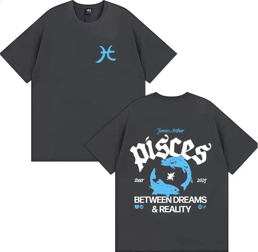 The Pisces World Tour Street Aesthetic Tops Harajuku James Arthur T Shirt Y2K Casual Print Tshirts Summer Oversized Tees Unisex
