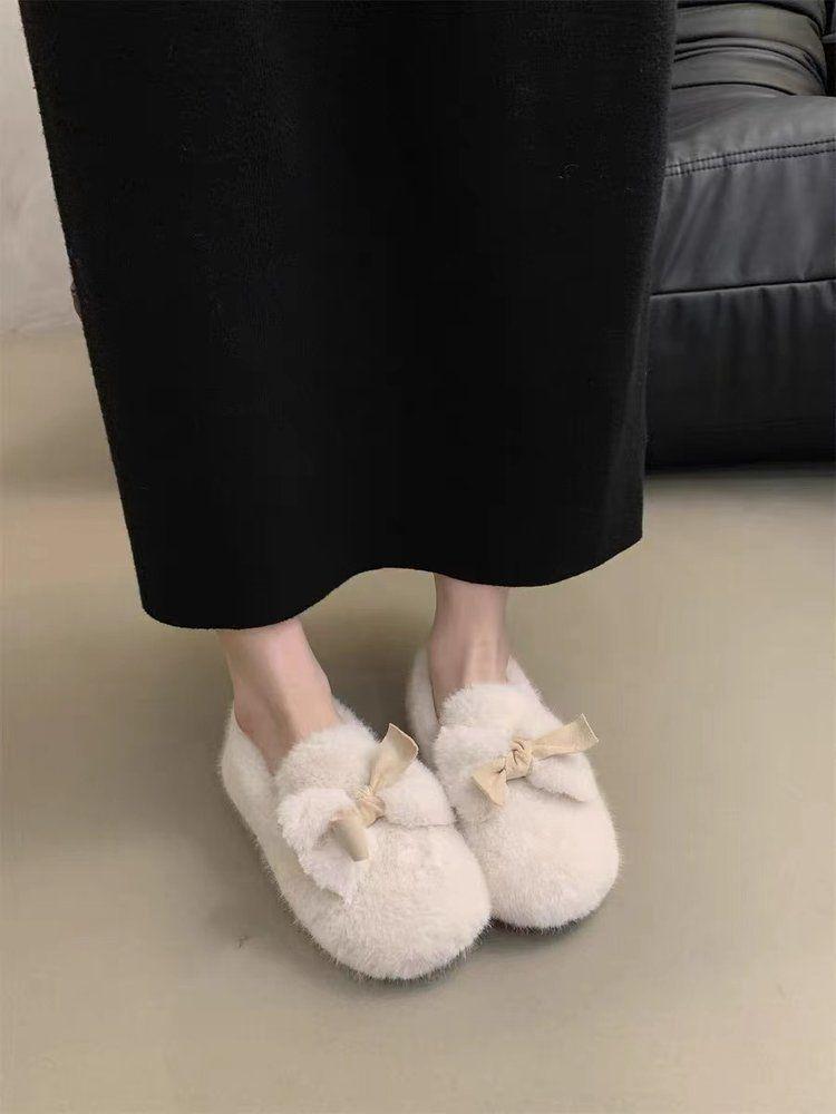 2025 Damen Fleecegefütterte Pelz Slipper Loafer - Feenstil Winterwärme