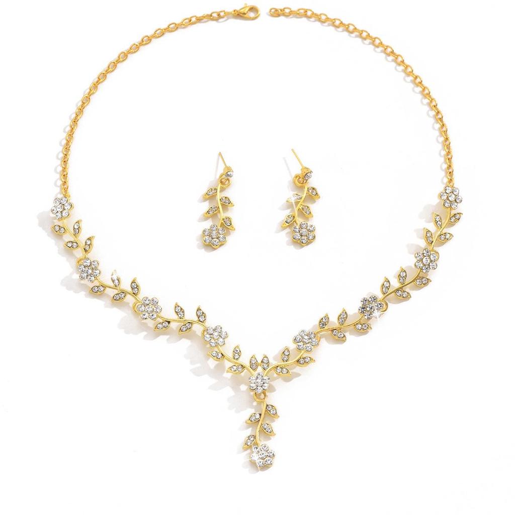 Simple Flower Necklace & Earrings Set - Multi-Color Bridal Jewelry Accessories