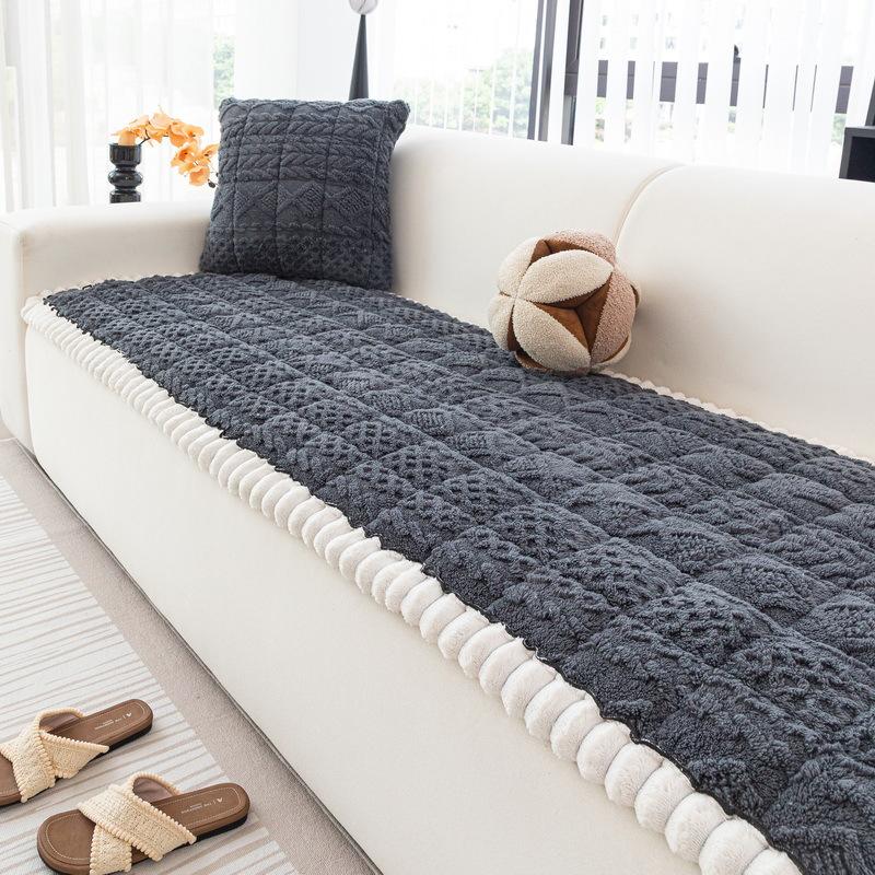 Straight Sofa Cover Cloth Thickened Warm Anti Slip Anti Cat Scratch Sofa Cushion Cover Simple Autumn and Winter New Style