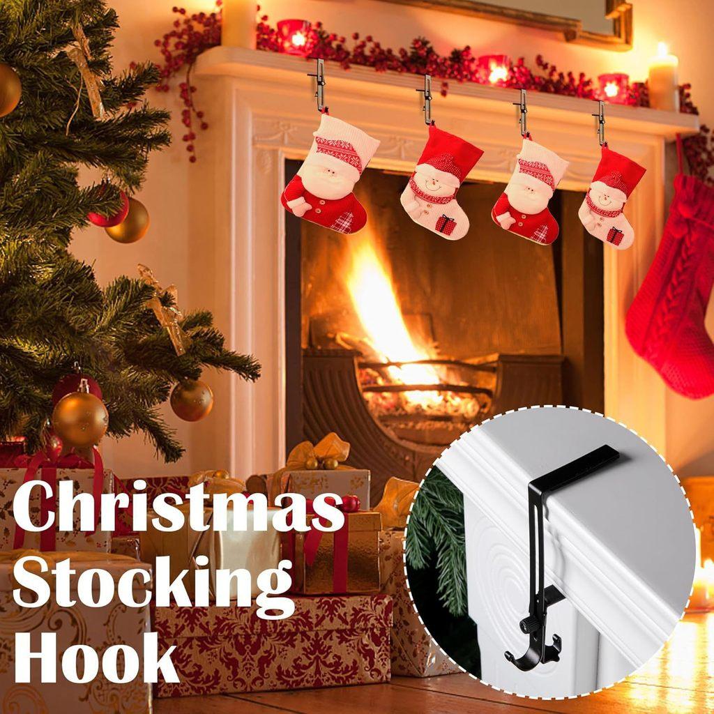 Clip Christmas Sock With Adjustable Iron Hooks For Fireplace And Mounting Wall