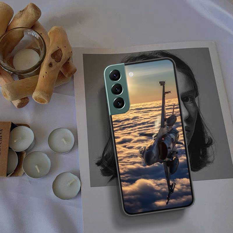 Military Aircraft Warship Fighter Phone Case For Samsung S25 Edge S24 FE Galaxy S22 Ultra S21 Plus S20 S23 S10 Plus Cover Silico