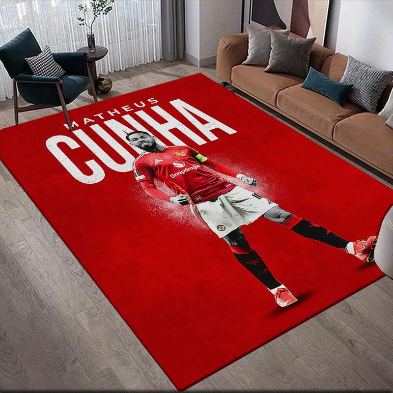 Matheus Cunha Flannel Printed Carpet, Home Sofa Decoration for Living Room & Bedroom, Non‑Slip Play Flannel Floor Mat for Game Room
