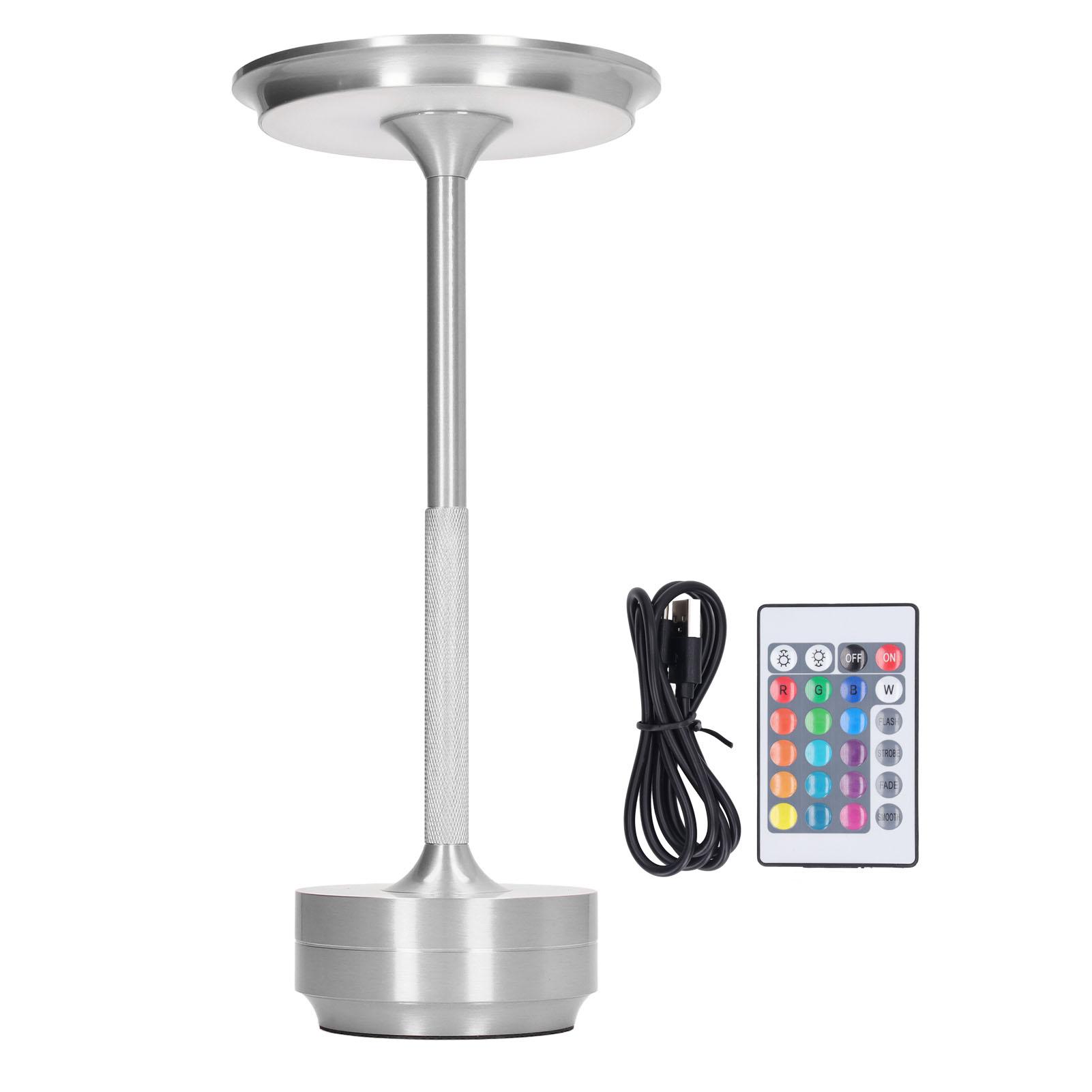 

Светодиодная настольная лампа, перезаряжаемая, 16 цветов, портативная, современная, металлическая, RGB, настольная лампа с дистанционным управлением для