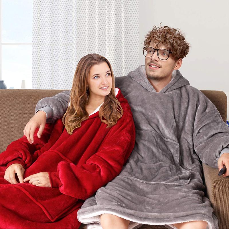 Cappuccio Tasca Sherpa Felpa Con Cappuccio Coperta Oversize | Tasca Gigante Sherpa Fleece Unisex Felpa Per Coperta Donna - Foto 14