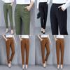 Spring Autumn Slim High Waist Womens Pants With Stretch Cotton Blend For Casual Wear
