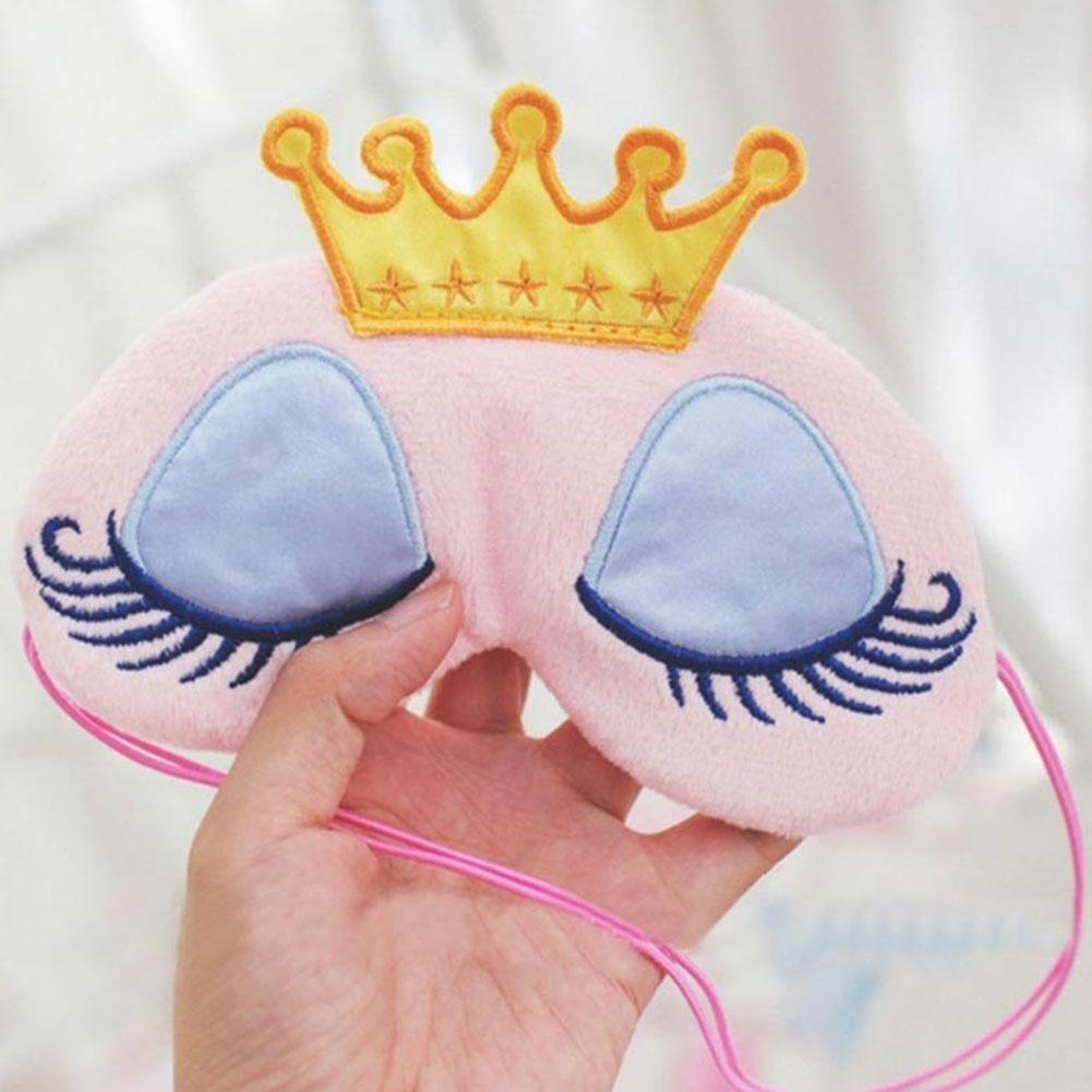 Cute Eyes Cover Crown Style Travel Sleeping Blindfold Shade Eye Mask (Color:Light blue,Pink)