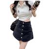 Summer fashion versatile high waist denim short skirt a-word skirt fake two-piece trouser skirt thin casual shorts skirt women