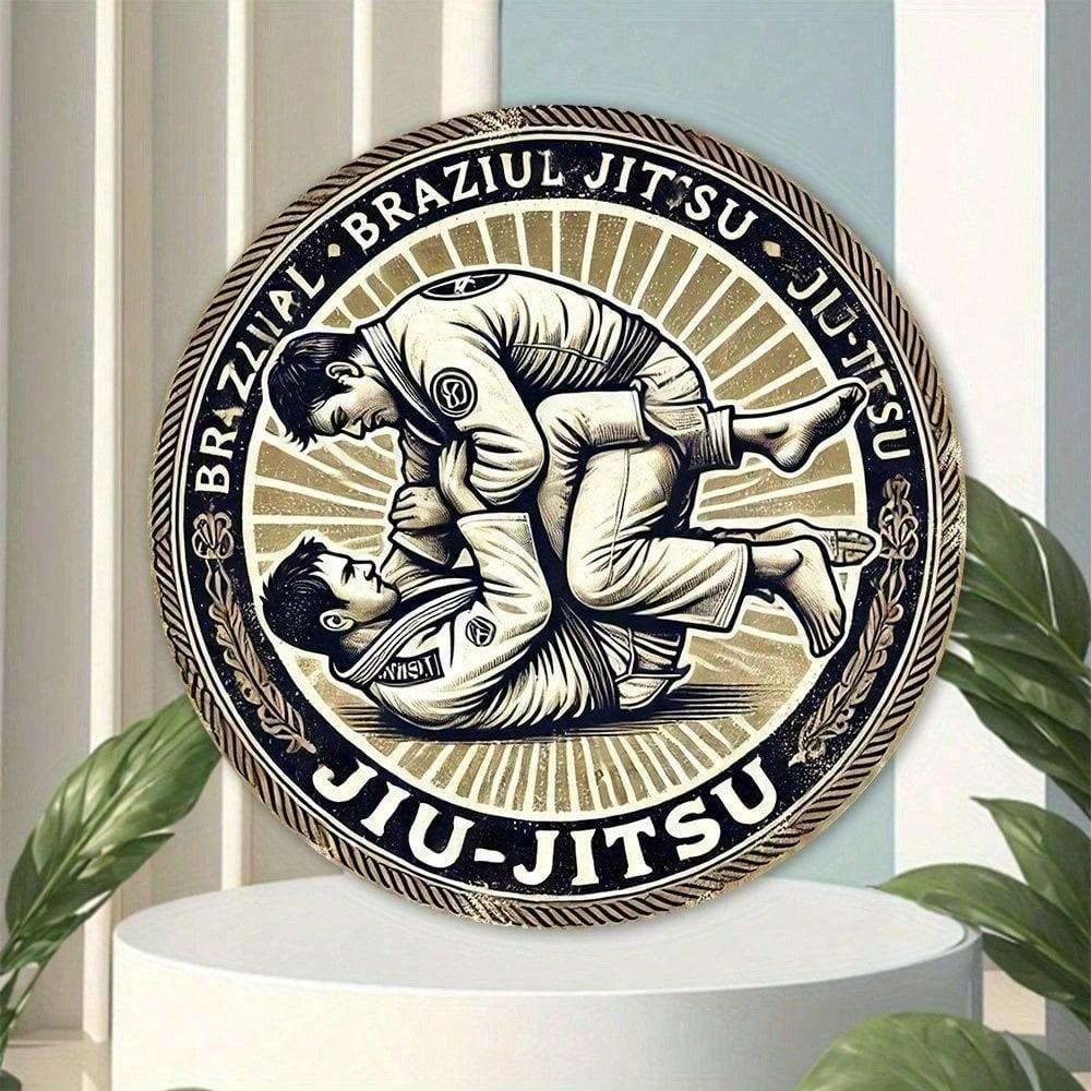 

Vintage Jiu Jitsu Metal Tin Sign 8x8 Round Wall Decor BJJ Dojo Home Gym Bar різнокольоровий