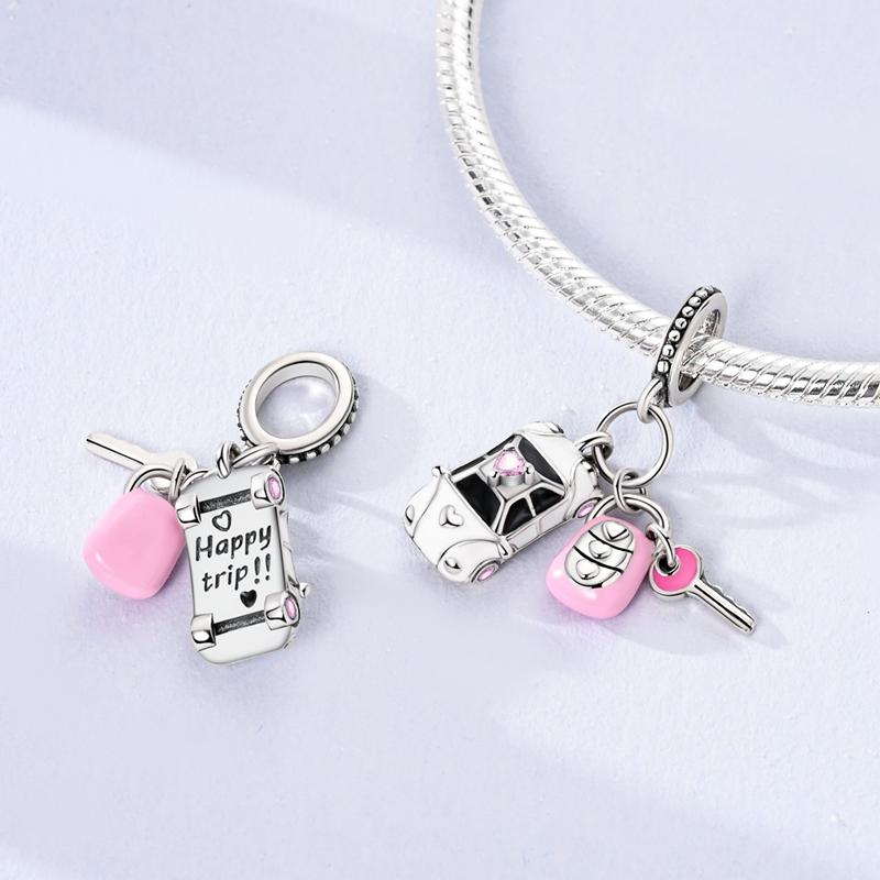 Daily Articles Copper Pink Perfume Charms Camera Dumbbell Smart Watch Beads Fit Original Bracelets Diy Jewelry Gift