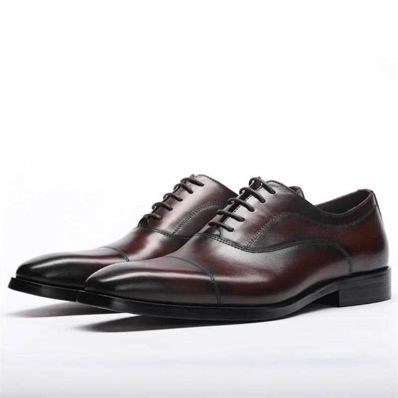 Business Dress Shoes For Men Comfortable Square Head Triple Joint Shoe Fashion Classic Wedding Men's Leather Shoes 2024 Spring