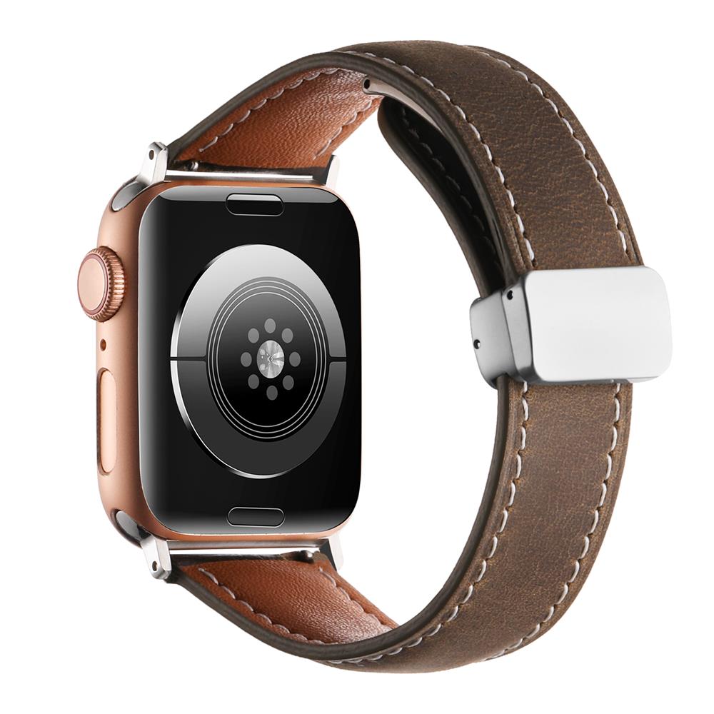 Crazy Horse Magnetic Buckle Women's Genuine Leather Watch Strap,For Apple Watch 42mm 44mm 45mm 49mm iWatch S10 46mm