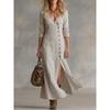 BITCED Fashion Spring Autumn Solid Color Print Long Sleeve V-Neck Casual Dresses