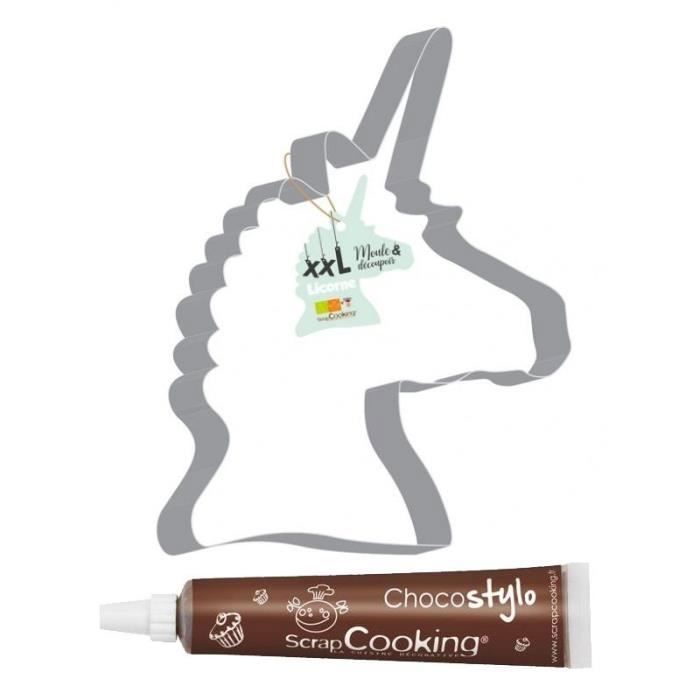 Découpoir à pâtisserie inox XXL Licorne + 1 Stylo chocolat offert