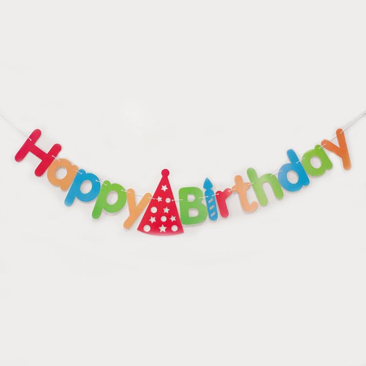 Happy Birthday Hat One-Piece Bronzing Flag Baby'S First Birthday Arrangement Banner Customization