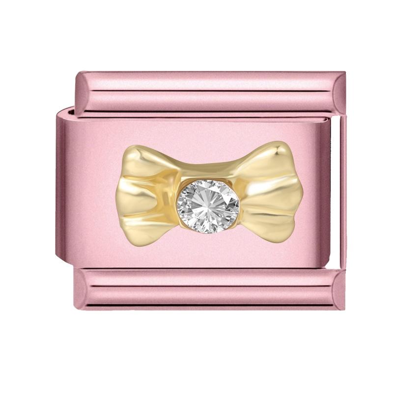 Fashion Pink Dreamy Crystal Butterfly Bow Heart Star Shell Star Charm Fit 9mm Stainless Steel Bracelet Women DIY Making Jewelry