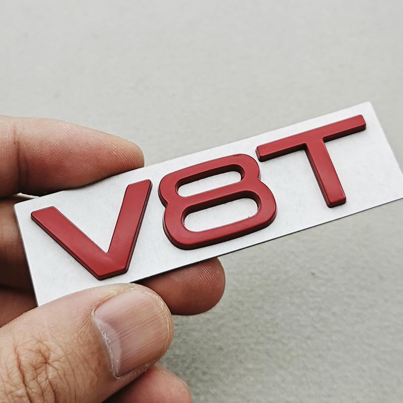 3D Metal Car Sticker Fender Side Badge Logo V6T V8T Rear Trunk Emblem Decals For Audi S4 S5 S7 A6 SQ7 SQ5 Q8 S8 Auto Accessories