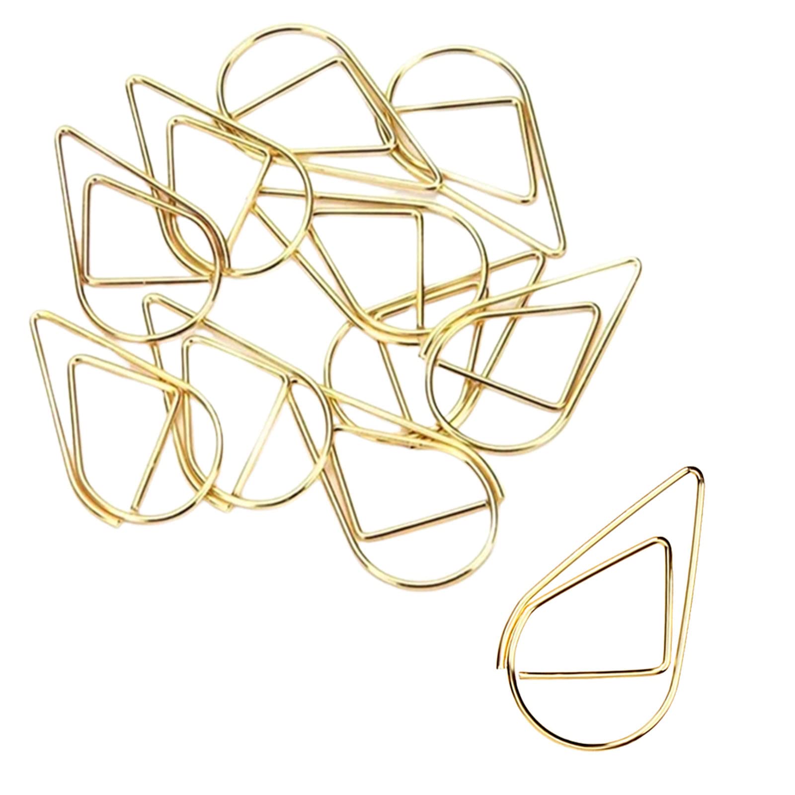 100 kleine gouden roestvrijstalen waterdruppelvormige clips paperclips voor post-its foto's 15 x 25 mm goud goud