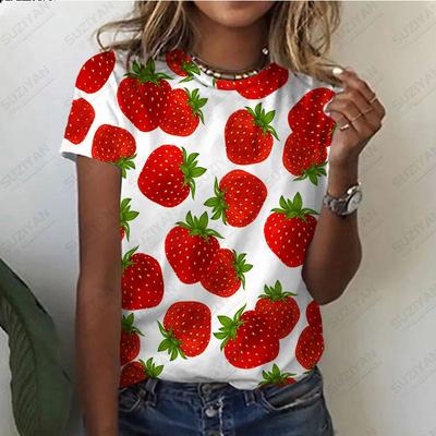 Women's T-shirt Summer New Fruit Orange 3D Printed Short Sleeve T Shirt Women Round Neck Pullovers Casual Men