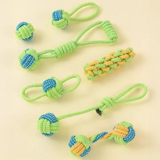Rope Knot Dog Toy Knot Ball Chew Toy Interactive Tug-of-War Toy Soft Bite-Resistant Fetch Toy for Small To Large Dogs Teeth Cleaning Anxiety Relief