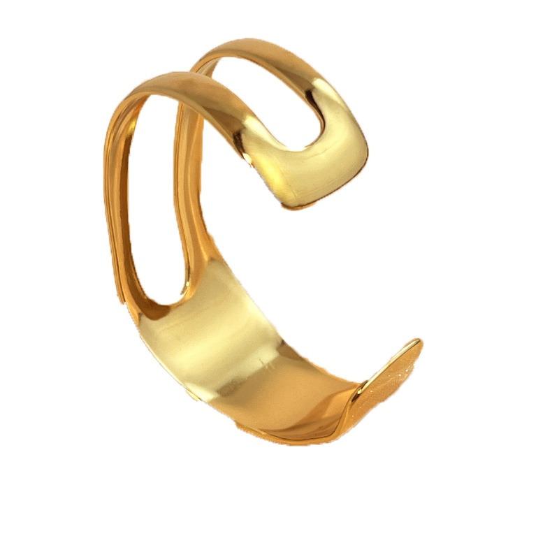 European and American Fashion Wide Version Bracelet Stainless Steel Gold-plated Smooth Surface Simple Opening Bracelet Female Yiwu Jewelry