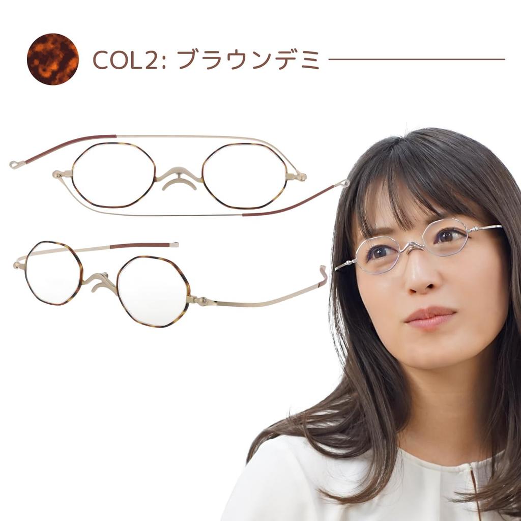 [SHIORI] Bookmark Thin Reading Glasses, Blue Light Blocking, Octagonal Design, Stylish, for Women and Men, Sabae-made, SI-08-2 +3.00
