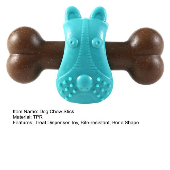 Dog Chew Stick Bone Shape Dog Chew Toy Rubber Interactive Treat Dispenser Toy for Small Medium