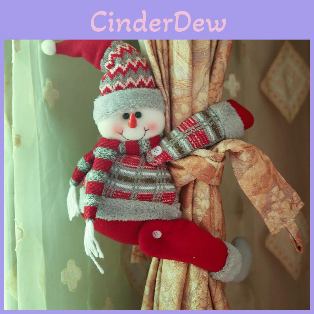 Christmas Home Curtain Decoration With Cute Doll Clasp Classic Style Ideal For Christmas Gifts Made Of Cloth
