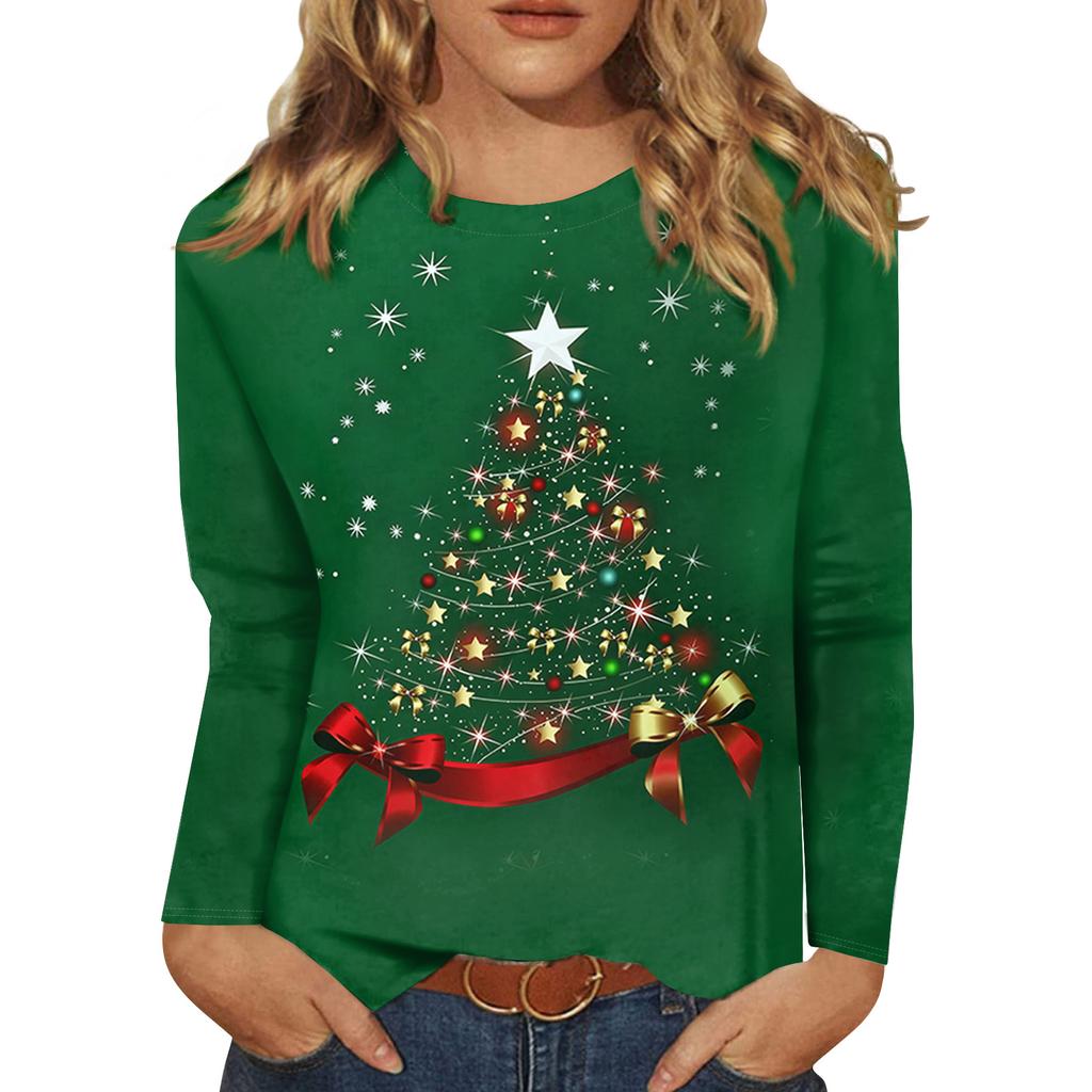 Women's Loose Comfortable Casual Fashion V-Neck Christmas Print Long Sleeve Hoodie