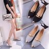 Versatile Korean Version Pointed-toed Fine Flash Single Shoes Flat Bottom Low Heel Versatile Shallow Mouth Women's Shoes Spring and Summer