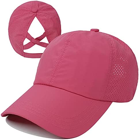 Womens Crisscross Ponytail Baseball Cap Adjustable High Messy Bun Ponycap Quick Drying Hat