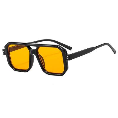 Double Beam Vintage Square Women Retro Brand Mirror Sun Glasses Female Black Yellow Fashion Eyewear