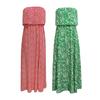 Women's Summer Off Shoulder Maxi Dress Ruffle Strapless Tube Top A-line Split