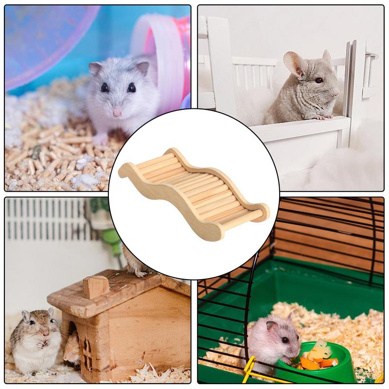 Hamster Ramp Climbing Wood Ladder for Hamster Creative Hamster Climbing Ladder Wooden Climbing Toy and Bridge Cage Decor