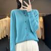 Women's Wool Cardigan: Autumn/Winter Round Neck Long Sleeve Knit Sweater, Slimming & Loose Fit