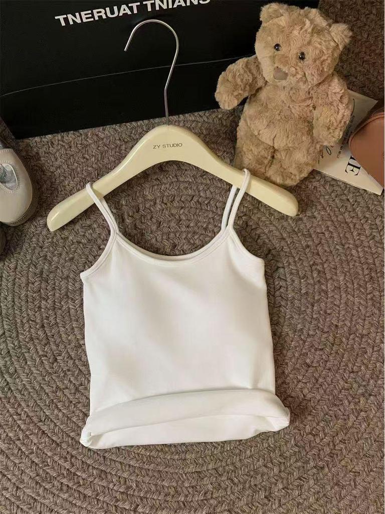 Chic U-Neck Padded Spaghetti Strap Velvet Winter Tank Top