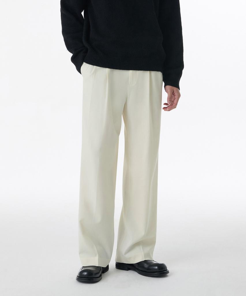 MUSINSA STANDARD Real Wide Hidden Banding Slacks [Cream]