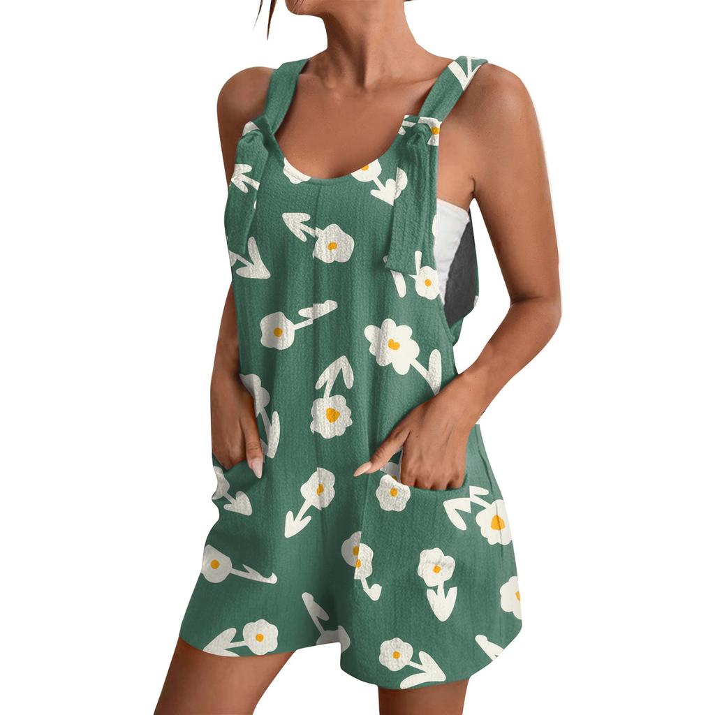 Women's Fashion Floral Print Jumpsuit Casual Jumpsuit Shorts