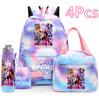 4Pcs/set Demon Hunters Printed Backpack Handbag Pencil Case 750Ml Water Bottler for Teenager Boy Girl Large Capacity Waterproof Schoolbag