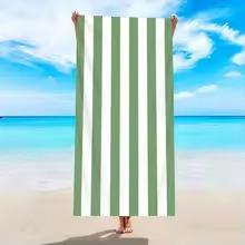 1 Stück Minimal gestreiftes Strandtuch, Ultrafeine Faser Schnelltrocknend Saugfähiges Handtuch, Strand Schwimmen Urlaub Strandtuch