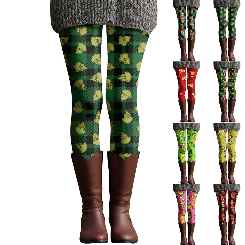 Women's Casual Fashion Outdoor Christmas Printed Slim Elastic Yoga Pants Cropped Pants