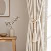 Wooden Ring Tassels Curtain Tieback, Adjustable Window Curtain Holders Ties Backs, No Drill Drape Curtain Holdbacks for Home Bedroom Decor