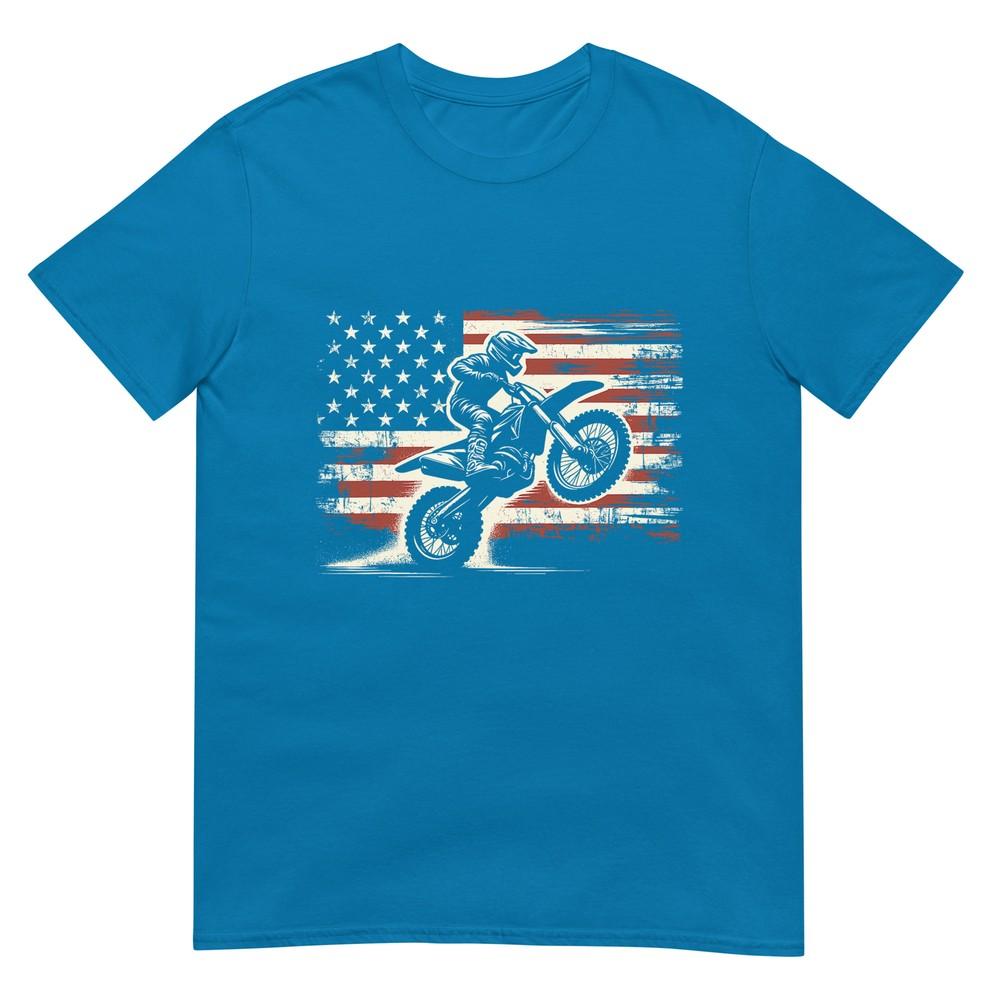 Dirt Bike American Flag Motocross Biker Vintage Usa TShirt Small Black