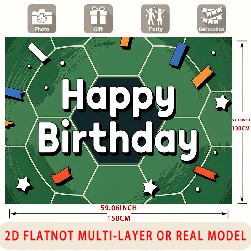 Party Backdrop Happy Birthday Birthday Soccer Green Photo Booth Background Front Door Decor