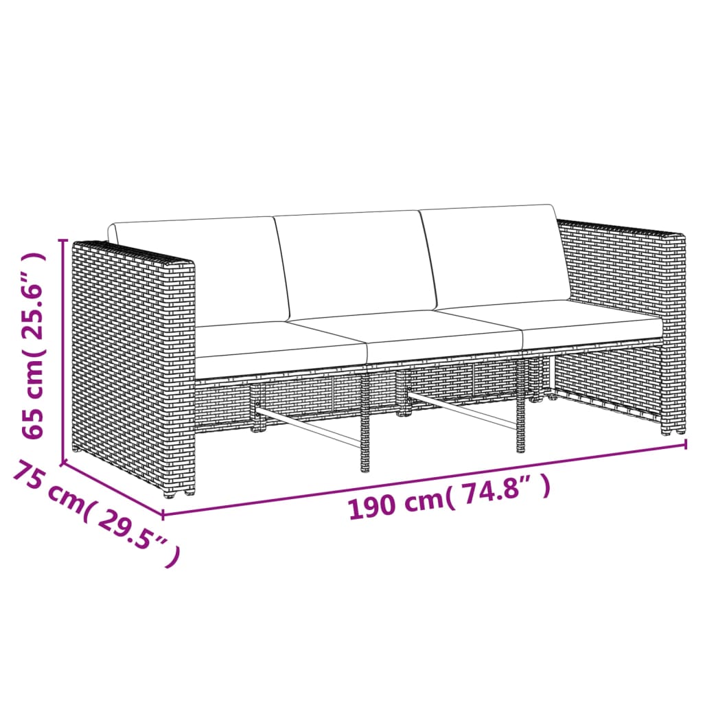 4 piece garden lounge set with cushions poly rattan black